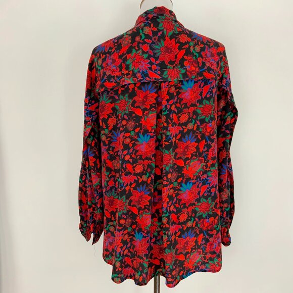 Rag & Bone Emily Tie-Neck Floral Silk Blouse Sz M - Picture 8 of 16